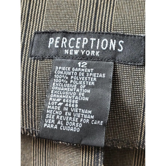 Perceptions Women Brown Polyester Single Breasted Blazer & Top, Pant 3 Pc 12 - Picture 7 of 12